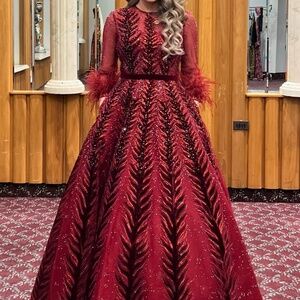 Red Ballgown Dress with Pockets